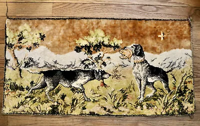 Hunting Dogs Velvet Velour Wall Tapestry Art   Vintage Italy Distressed • $100