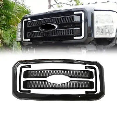 For 2011-2016 Ford F250 F350 F450 Front Mesh GRILLE COVER OVERLAY Gloss Black • $201.99