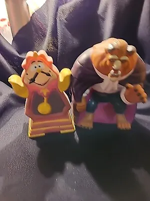 Vintage 1992 Pizza Hut Beauty & The Beast Beast & Cogsworth 6  Rubber Hand Puppe • $9.99