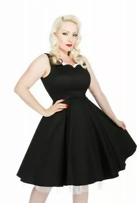 H & R London Pinup Scalp Bust Black White Tulle Swing Dress Prom 50's 9358 • $29.95