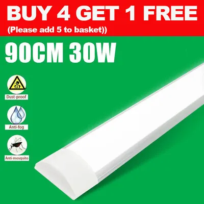 30W 3FT LED Batten Tube Light Fluorescent Strip Lights Garage Workshop Wall Lamp • £8.24