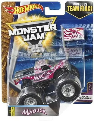 Hot Wheels Monster Jam Truck 1:64 Scale 2017 New Look Madusa Includes Team Flag • $29.99