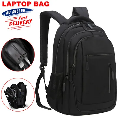 Mens Laptop Travel Bag Computer Business Backpack Waterproof W/ USB Rechargeable • $30.85