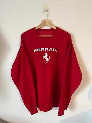 Vintage Red Ferrari Logo Racing Formula 1 Italy Y2K NASCAR Crewneck • $32