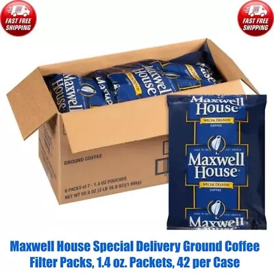 Maxwell House Special Delivery Ground Coffee Filter Packs 1.4 Oz. Packets 42 P • $32.15