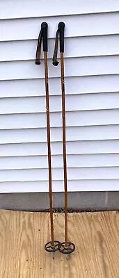 Vintage Sparta Bamboo Ski Poles 135cm With Leather Straps • $25
