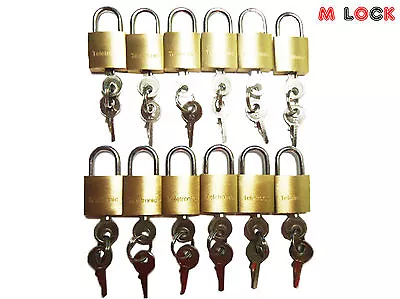 LOT OF 12 Small Brass Padlock (20MM) 0.79  Mini Tiny Locker Box Jewelry New • $16.79