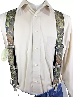 New Mens Mossy Oak Break-Up XL 2  Side Clip Suspenders / Braces USA • $18.99