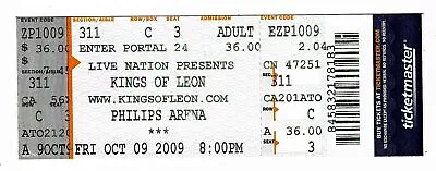 Kings Of Leon 10/9/09 Atlanta GA Philips Arena Rare Ticket! • $4.99
