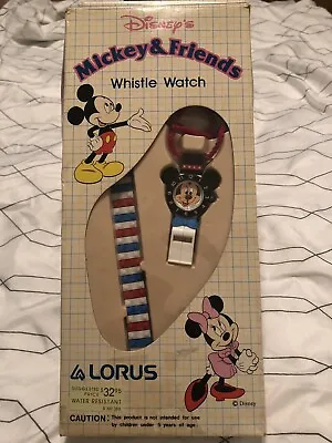 Disney Vintage Mickey Mouse Lorus Quartz Whistle Watch Collectible 1991 Receipt • $85