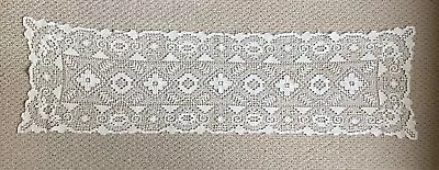 Anitque Ecru Cotton Needle Lace Table Runner 48 X 13 Inches • $14