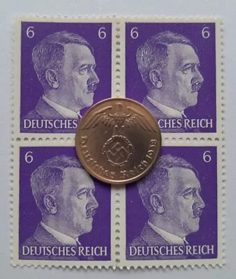 Third Reich World War 2 Coin And Hitler Stamp Set Military History Memorabilia • £5.99