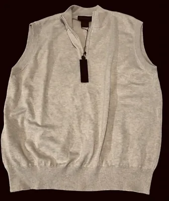 $18 • Buy NWT F/X Fusion Men's Sleeveless V-Neck Sweater Vest Quarter Zip Tan Size  XL