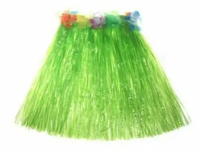 Green Artificial Grass Flowered Hula Skirts Dress Adult Luau Party Hawaii New • $8.49