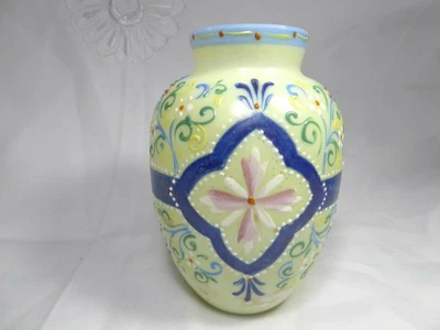 £35 • Buy Old  Glass Vase Yellow Ground Thomas Webb Moroccan Tapestry Pattern ?  Harrach ?