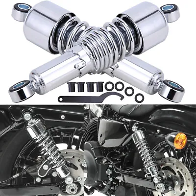 Chrome 10.5 Inch Rear Suspension Shocks Absorber Lowering Kit For Harley Touring • $76.09