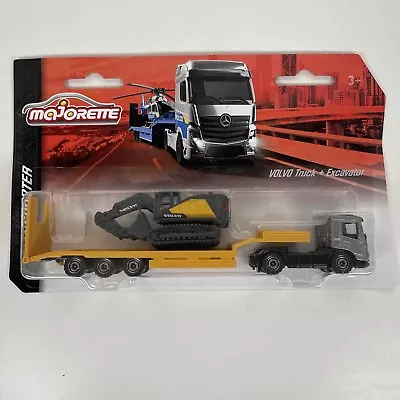 Majorette - Transporter - Volvo Truck - Silver & Yellow With Excavator • $12.62