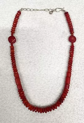 Jay King Mine Finds DRT Sterling Silver Red Coral Necklace 20” Long • $24.99