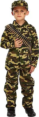 Boys Army Military Fancy Dress Costume Soldier Outfit Uniform Childs Kids Party • £3.49