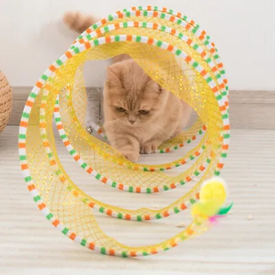 Cat Tunnel Toys Durable Interactive Fun Toy Pet Stretchable Spiral Open Toy • £6.18