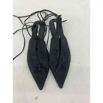 Zara Black Strappy Flat Women's Shoes Sandals Size 8 • $23.75