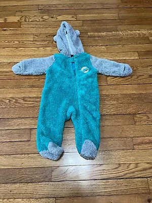Miami Dolphins Baby Bunting Turquoise Fleece One Piece Size 6-9 Months NFL Logo • $14.95