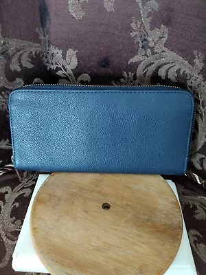 Dark Navy Blue Vegan Leather Zipper Around Wallet By A New Day • $8.99