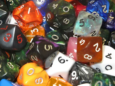 Mix Set Of 10 D10 (0-9)  RPG Style Dice.   • $8.49