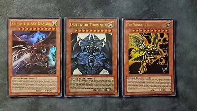 Yugioh JUMP-EN061/JUMP-EN045/ JUMP-EN037 Slifer Obelisk & Ra Promo God Card Set • £60