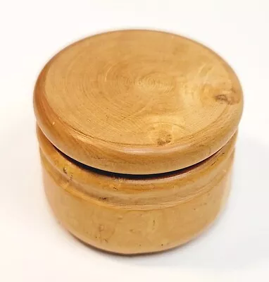 Vintage Small Wood Round Trinket Box Twist On Lid • $9.99