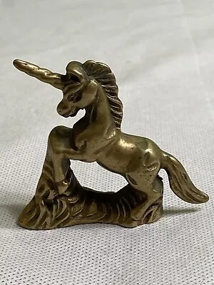 Vintage Solid Brass Unicorn Bureau Shelf Decoration Paperweight Figurine • $13.90