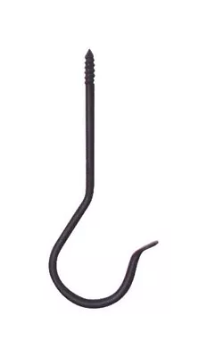 Panacea 89404 Powder Coated Wrought Iron Black Hand Forged Threaded J-Hook 6 In. • $9.48