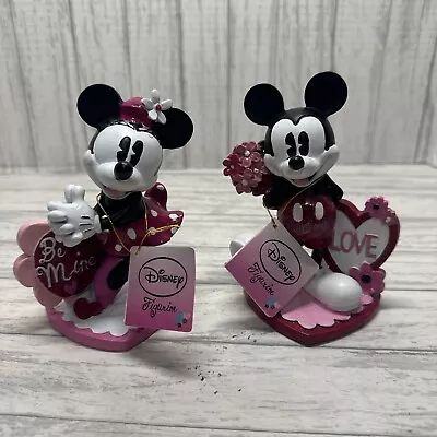 Disney Kcare Valentine Sparkle Mickey Mouse And Minnie Mouse Figurine 4 3/4 Lot • $24.97