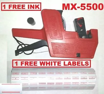 MX-5500 8 Digits Red Price Tag Gun + 5000 White With Red Lines Label +1 Ink  • $19