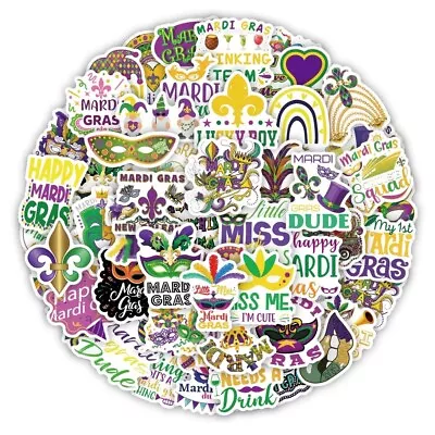 10 Random Mardi Gras Stickers Holiday Decals Laptop Hydro Yeti Car Free Shipping • $3.49