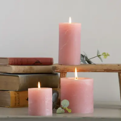 Dusky Pink Pillar Candle Rustic Pale Pink Coloured Chunky Candles • £5.50