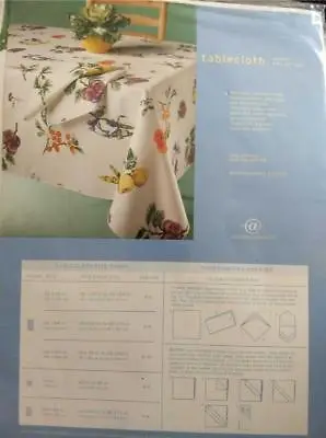 WINDSOR FLOWERED FRUIT TABLECLOTH 60x84 IVORY COTTON/POLY NIP MERVYN'S $25 • $9.99