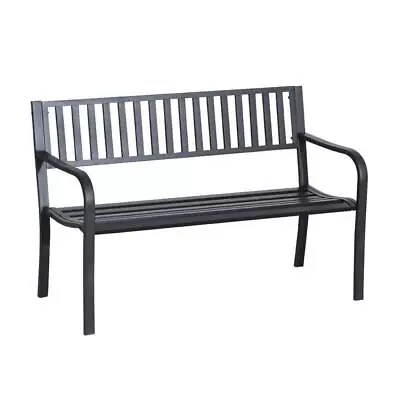 Outsunny Outdoor Bench 31.75  Metal W/ Durable Material+Comfortable Seat Black • $97.66