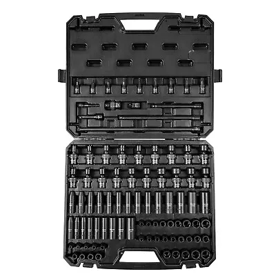 VEVOR Impact Sockets Set 90pcs 6-Point 3/8in Drive Bit Ratchet Tool Kit Case • $148.99