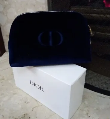 £19.99 • Buy Dior Navy Velvet Pouch , Make Up Bag Cosmetics , Gold Zip,brand New,Xmas 2022(ow