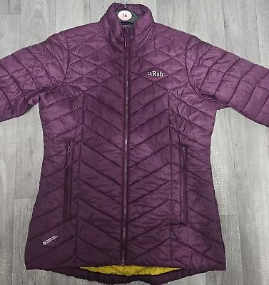 Womens Rab Pertex Quantum Cirrus Altus Down Jacket UK 12/L Plum Mustard Lightwei • £55