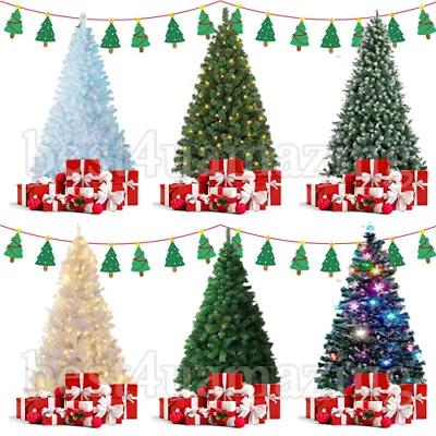 Christmas Tree 4/5/6/7FT Pre Lit/Fiber Optic/LED Lights Bushy Decor Xmas & Stand • $8.99