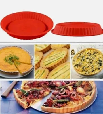 £6.99 • Buy 26cm PREMIUM DEEP Quiche Silicone Pie Dish Tart Mould Flan Dessert Fruit Cheese