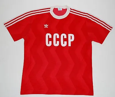 £249 • Buy 1980s RUSSIA CCCP USSR ADIDAS HOME FOOTBALL SHIRT (SIZE L)