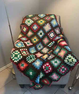 $35 • Buy Vintage Granny Square Crochet Throw Blanket/Afghan