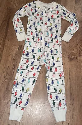 $9.99 • Buy Hanna Andersson Christmas Light Bulbs 1 Pc Zip Pajamas Size 3t /  90