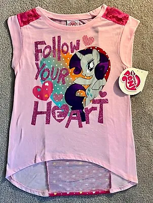 My Little Pony - Girls Hi Low Chiffon Fashion Top - Glitter Accents - Size Large • $11.95