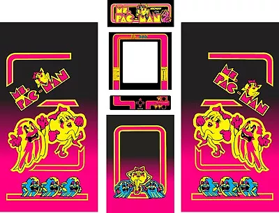 Fits Ms PacMan Arcade Side Art Kickplate Marquee CPO Bezel 6 Pc Set High Quality • $229.99