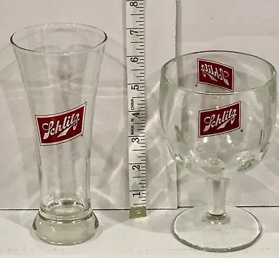 SCHLITZ BEER GLASSES VINTAGE /Bar/Man Cave/Barware/Pub / FISH BOWL/Goblet/Stem • $4.75