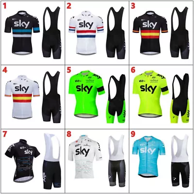 NEW SKY Men's Cycling Jersey Bicycle Road Racing Short Sleeve Gel Bib Shorts Set • $25.99